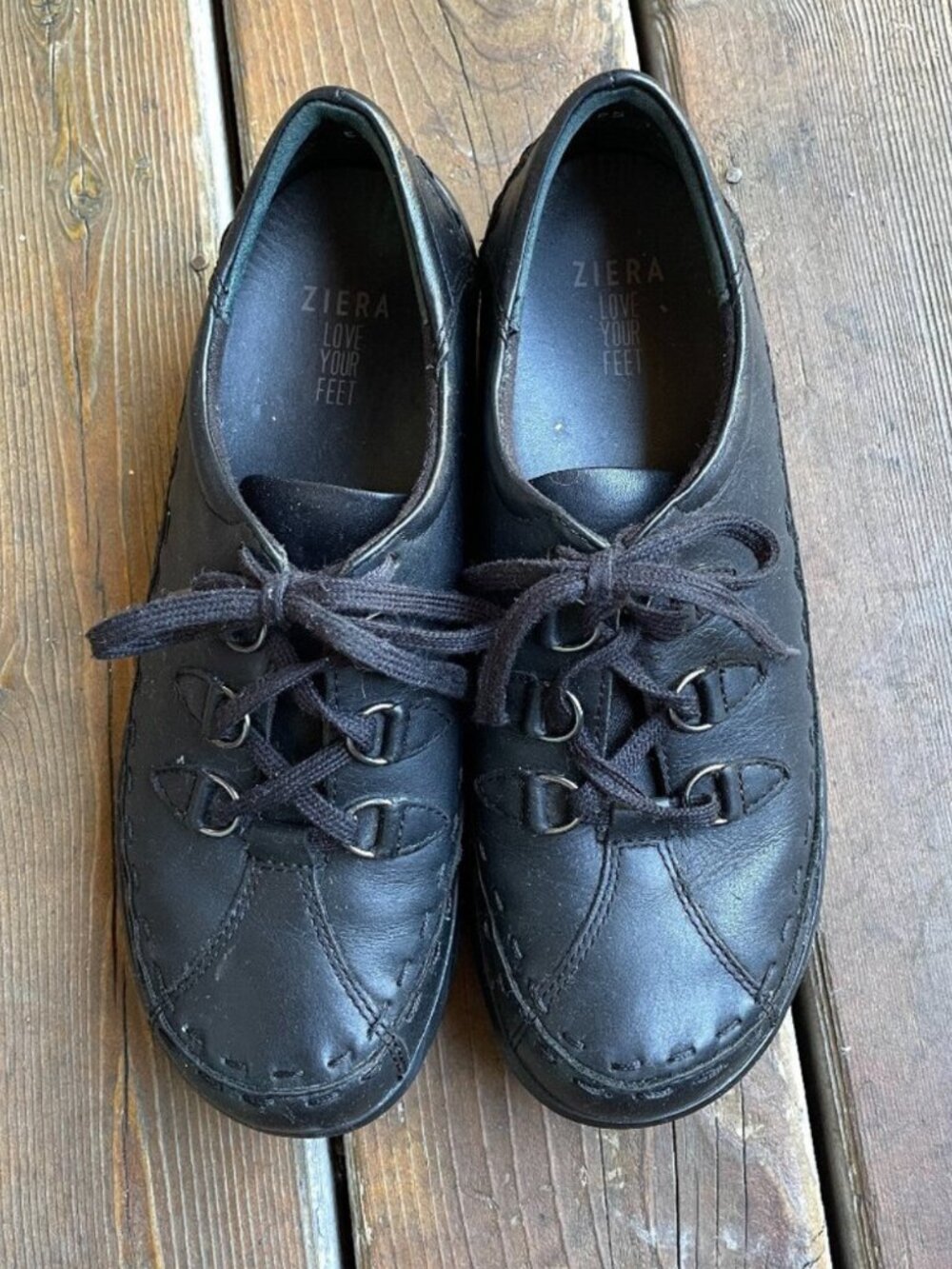 Like New Ziera Black Leather Lace Up Sneaker Allsorts in Women's 9M